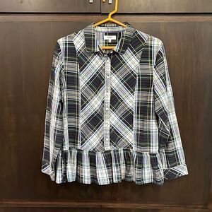 Kensie Black and White Plaid Blouse